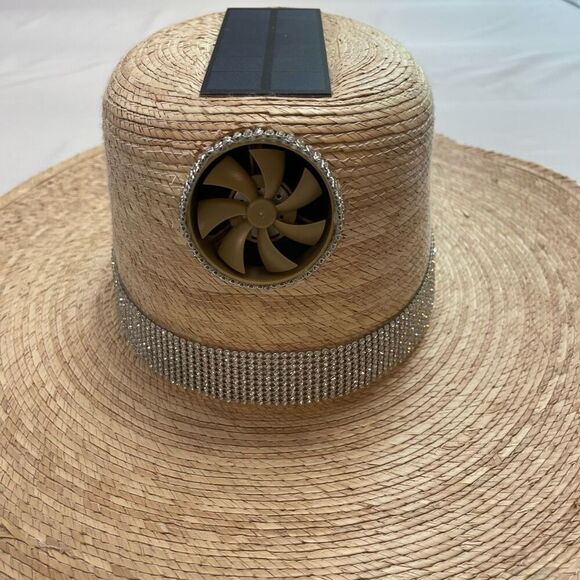 Kool Breeze Solar Fan Straw Cooling Cowboy Hat - Picture 2 of 8